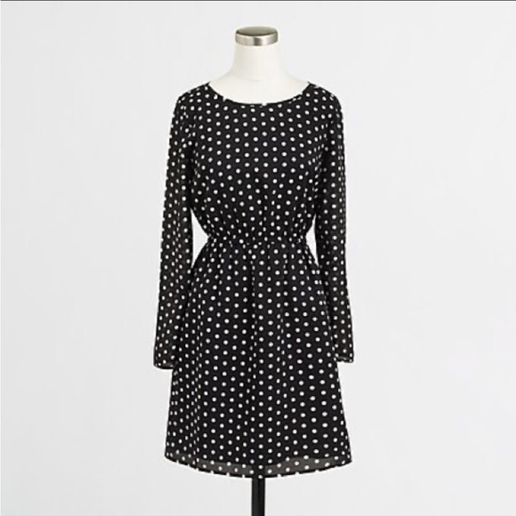 J. Crew Dresses & Skirts - J. Crew Black Dress Retro Look White Polka Dots Casual Luxury 2